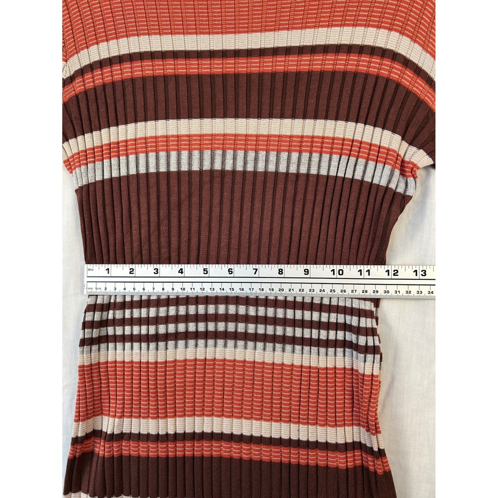 Fashion Nova Brown Orange Striped Ribbed Turtleneck Bodycon Midi Dress 1X #2260 - Picture 4 of 11